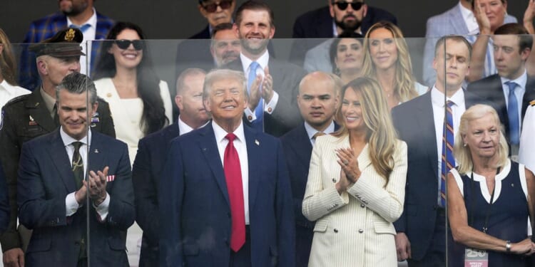 WATCH: President Trump arrives on stage for military parade