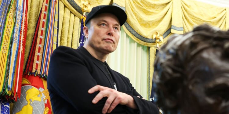President Donald Trump holds a news conference with Elon Musk to mark the end of the Tesla CEO's tenure as a special government employee overseeing the U.S. DOGE Service on Friday May 30, 2025 in the Oval Office of the White House in Washington.