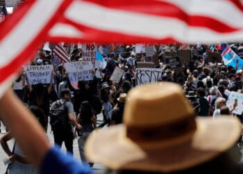 Dueling Demonstrations Unfurled on Flag Day