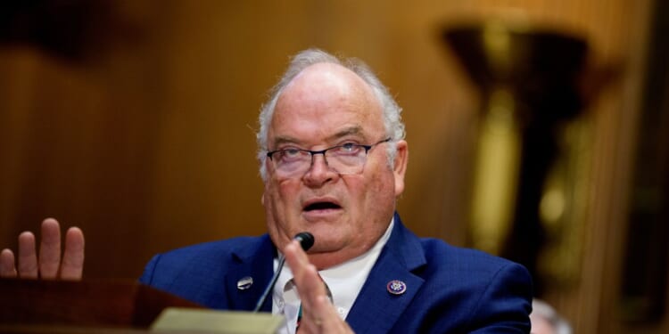 Former Rep. Billy Long, a Republican from Missouri, President Donald Trump's nominee to be Internal Revenue Service Commissioner, speaks during a Senate Finance Committee nomination hearing on Capitol Hill on May 20, 2025, in Washington, D.C.