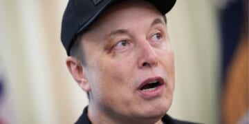Elon Musk speaks to reporters in the Oval Office at the White House in Washington, D.C., on May 30.