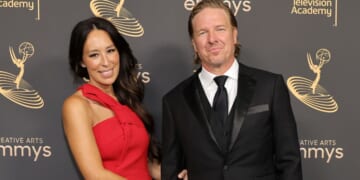 Joanna Gaines, left, and Chip Gaines, right, attend the 2022 Creative Arts Emmys in Los Angeles, California, on Sept. 3, 2022.