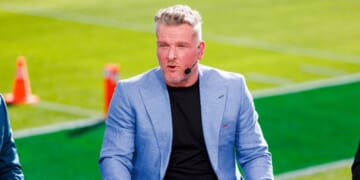 Pat McAfee of ESPN College GameDay speaks on set before the Rose Bowl between the Ohio State Buckeyes and the Oregon Ducks at Rose Bowl Stadium on Jan. 1, 2025, in Pasadena, California.