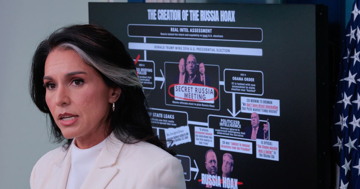 Director of National Intelligence Tulsi Gabbard talks to reporters in the Brady Press Briefing Room at the White House on July 23, 2025, in Washington, D.C.