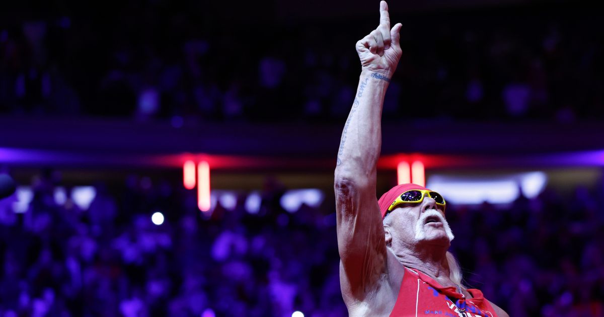 Hulk Hogan takes the stage at a campaign rally for then-Republican presidential nominee Donald Trump at Madison Square Garden in New York City on Oct. 27, 2024.
