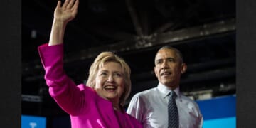 Then-President Barack Obama and then-Democratic presidential candidate Hillary Clinton leave a campaign event in Charlotte, North Carolina, on July 5, 2016.