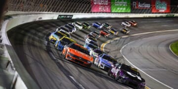 NASCAR drivers compete in the NASCAR Cup Series Quaker State 400 in Hampton, Georgia, on June 28.