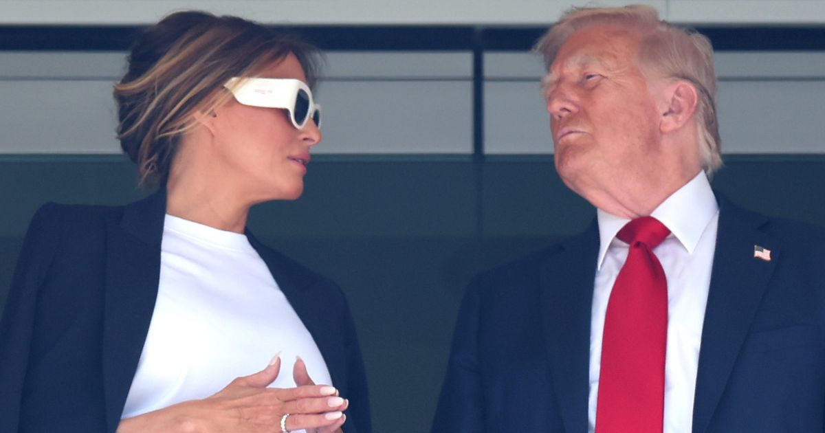 First lady Melania Trump, left, and President Donald Trump, right, join FIFA President Gianni Infantino and other guests while watching the final match of the FIFA Club World Cup in East Rutherford, New Jersey, on Sunday.