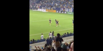 This X screen shot shows several Vancouver Whitecaps players running sprints on July 4.