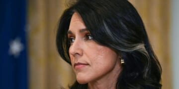 Director of National Intelligence Tulsi Gabbard looks on during a cabinet meeting with President Donald Trump in the Cabinet Room of the White House in Washington, D.C., on July 8.