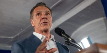 Former Governor and New York City mayoral candidate Andrew Cuomo holds a rally at the Carpenters Union on the eve of the Democratic primary on June 23, 2025, in New York City.