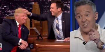 Fox host Greg Gutfeld, right, praised late-night talk show host Jimmy Fallon for "humanizing" President Donald Trump by touseling his hair during an interview, though Gutfeld said Fallon "got a lot of stick" for it, and Fallon later publicly apologized to liberals for the gesture.