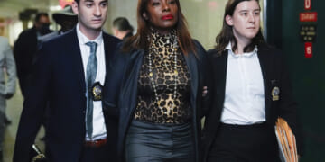 Ingrid Lewis-Martin is escorted into Manhattan criminal court on Dec. 19, 2024, in New York.