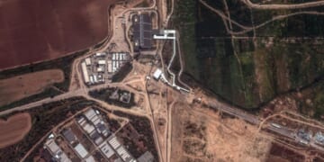 A satellite image taken on April 5, 2024, shows the Erez border crossing between southern Israel and the Gaza Strip.