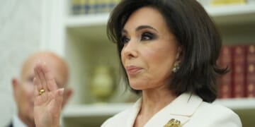 Interim U.S. Attorney General for the District of Columbia Jeanine Pirro is pictured during her swearing in ceremony in the Oval Office of the White House in Washington, D.C., on May 28.