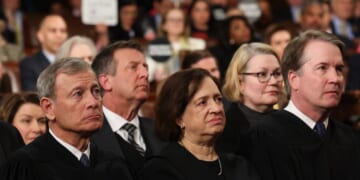 Chief Justice John Roberts, Justice Elena Kagan, and Justice Brett Kavanaugh attend President Donald Trump's address to a joint session of Congress at the U.S. Capitol on March 4, 2025, in Washington, D.C.