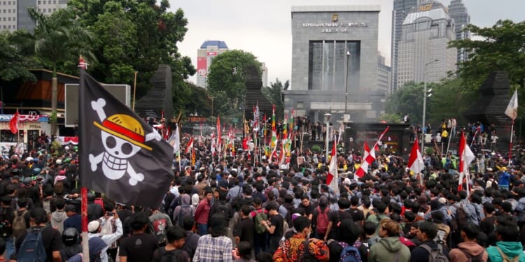 Flag from Japanese comic 'One Piece' used at protests worldwide