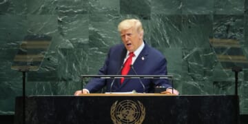 President Donald Trump speaks during the United Nations General Assembly at the United Nations headquarters on Sept. 23, 2025, in New York City.