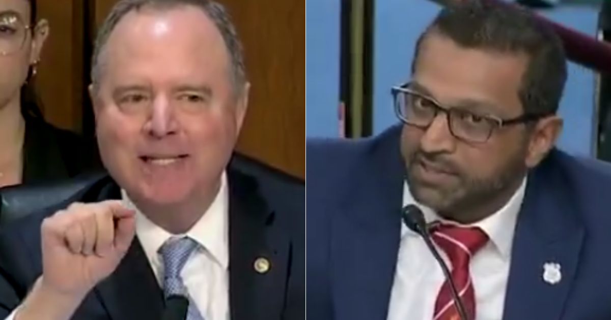 On Tuesday, Sen. Adam Schiff, left, got into a heated exchange with FBI Director Kash Patel, right during a Senate Judiciary Committee hearing.