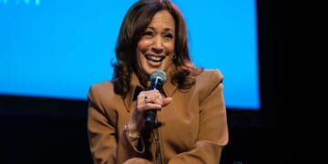 Former Vice President Kamala Harris speaks at the first stop of her book tour for her new book "107 Days" in New York City on Wednesday.