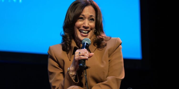 Former Vice President Kamala Harris speaks at the first stop of her book tour for her new book "107 Days" in New York City on Wednesday.