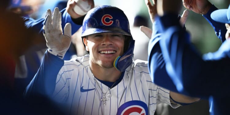Matt Shaw of the Chicago Cubs celebrates his solo home run against the New York Mets during the fourth inning in Chicago, Illinois, on Wednesday.