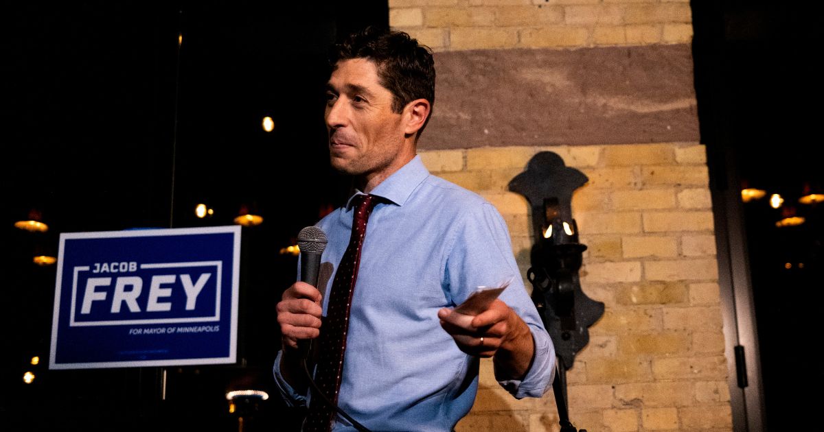 Minneapolis Mayor Jacob Frey speaks to supporters at an Election Night party on Nov. 2, 2021, in Minneapolis, Minnesota.