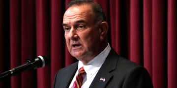 Missouri Gov. Mike Kehoe delivers the State of the State address, Jan. 28 in Jefferson City, Missouri.