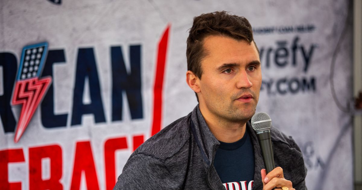 Conservative activist Charlie Kirk debates with students during his American Comeback tour stop at California State University in Northridge, California, on March 6, 2025.