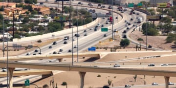 Cars move along the highways in Tucson, Arizona, on Sept. 18, 2025.