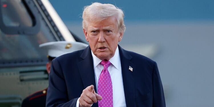 President Donald Trump walks to Air Force One at Morristown Airport on Sept. 14, 2025, in Morristown, New Jersey.