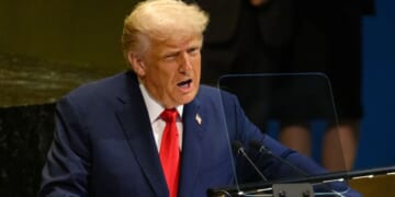 President Donald Trump speaks to the 80th session of the UN’s General Assembly at UN Headquarters in New York City on Tuesday.