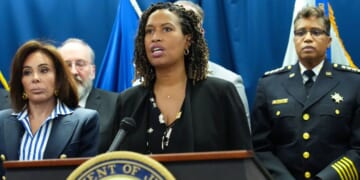 Washington, D.C. Mayor Muriel Bowser speaks at a press conference announcing arrests in the murder of Congressional intern Eric Tarpinian-Jachym, at the U.S. Attorney's Office on Sept. 5, 2025, in Washington, D.C.