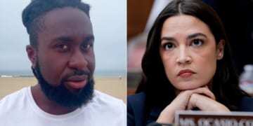 Kaizen Asiedu, left, took to social media to dismantle Rep. Alexandria Ocasio-Cortez’s, right, false claims about Charlie Kirk, expertly dismantling her lies with facts.