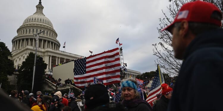 Supporters of President Donald Trump gather outside the U.S. Capitol in Washington, D.C., on Jan. 6, 2021.