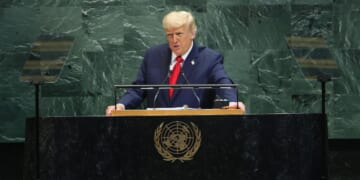President Donald Trump speaks during the United Nations General Assembly at the United Nations headquarters on New York City on Tuesday.