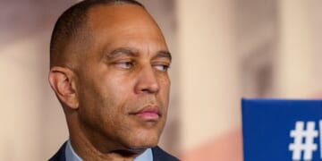 House Minority Leader Hakeem Jeffires participates in a news conference on Capitol Hill in Washington, D.C., on Wednesday.