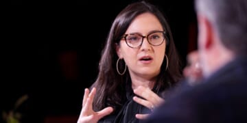 Bari Weiss talks to Senator Ted Cruz on her podcast in Washington, DC on Jan. 18, 2025.