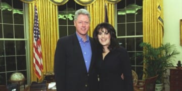 Now-former President Bill Clinton takes a photo with intern Monica Lewinsky.
