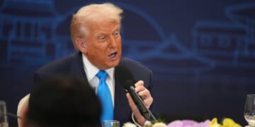 President Donald Trump speaks during a dinner at the Hilton Gyeongju on Wednesday in Gyeongju, South Korea.