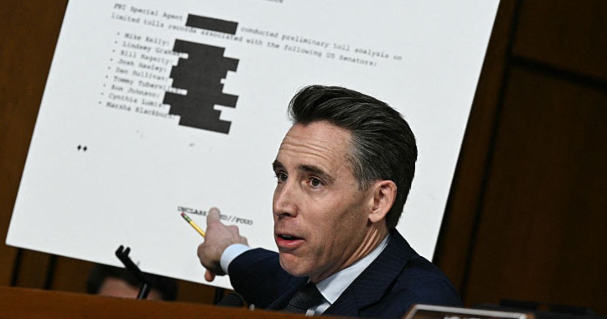 Sen. Josh Hawley, Republican from Missouri, speaks about the FBI's "Arctic Frost" investigation during an Oct. 7 Senate Judiciary Committee hearing with Attorney General Pam Bondi on oversight of the Department of Justice in Washington, D.C.