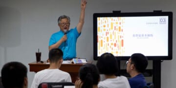 Pastor Jin Minri leads a class on the basics of Christian beliefs at the Zion Church in Beijing, China, on Aug. 4, 2018.