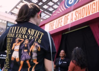 Taylor Swift fans await entry to a TikTok/Taylor Swift fan activation pop-up event Friday to celebrate the release of her latest album "The Life of a Showgirl," in Los Angeles.