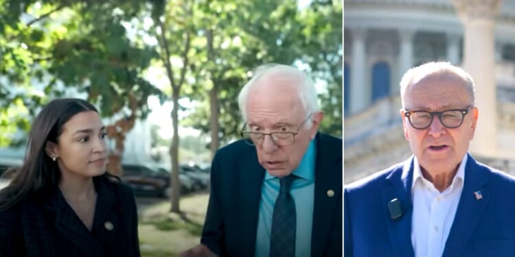 New York Sen. Chuck Schumer's video, right, seemed patterned after an earlier one by fellow Democrats Rep. Alexandria Ocasio-Cortez of New York and Sen. Bernie Sanders of Vermont.