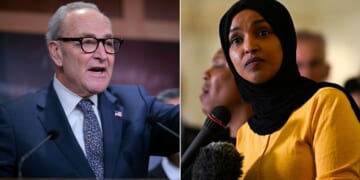 Democratic Rep. Ilhan Omar of Minnesota, right, had harsh words for Senate Minority Leader Chuck Schumer of New York over Schumer's failure to endorse far-left Democrat Zohran Mamdani in the New York City mayor’s race.
