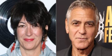 In her book published posthumously, alleged Epstein victim Virginia Giuffre claims that Ghislaine Maxwell, left, used to brag about having a sexual encounter with George Clooney, right, though Giuffre never knew if the story was real.