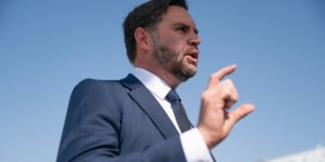 Vice President JD Vance speaks to members of the media before boarding Air Force Two en route to Washington, DC, at Ben Gurion Airport in Tel Aviv, Israel, on Thursday.