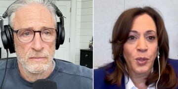 Jon Stewart interviewed former Vice President Kamala Harris on his podcast on Oct. 30, 2025.