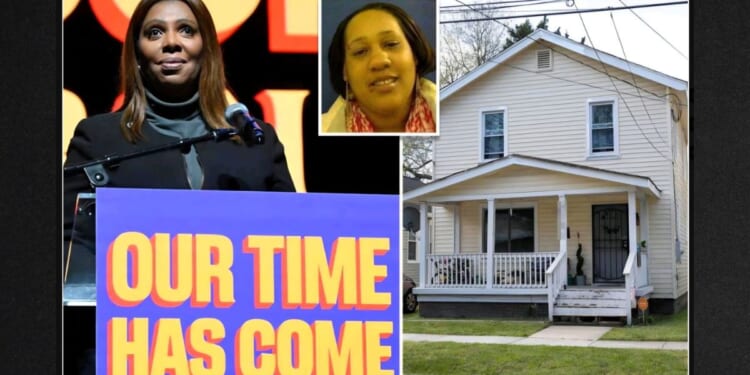 There's been a new development in the case involving New York Attorney General Letitia James, left, and the house she is accused of committing fraud for on her mortgage application. The house is reportedly occupied by her niece, Nakia Thompson, center, who authorities say is "considered a fugitive."