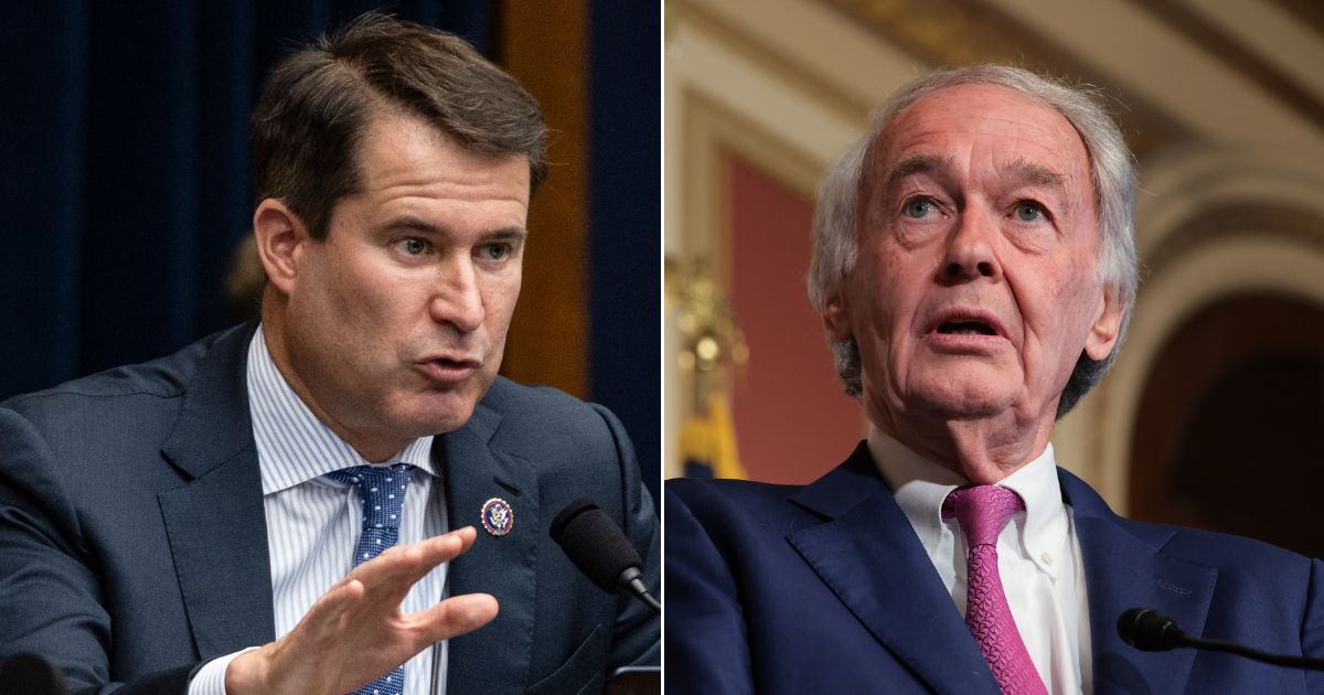 Democratic Rep. Seth Moulton of Massachusetts, left, is running for the U.S. Senate seat held by Democrat Ed Markey.